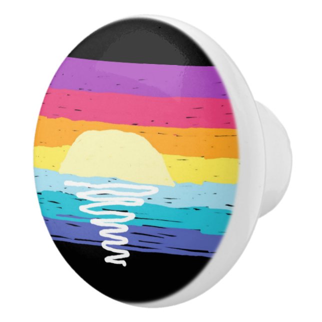 Summer Sunset Ceramic Knob (Black Multi) (Right)