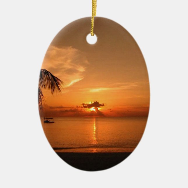 Summer Sunset Ceramic Tree Decoration (Front)