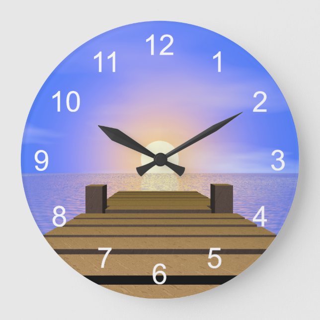 Summer Sunset Dock Large Clock (Front)