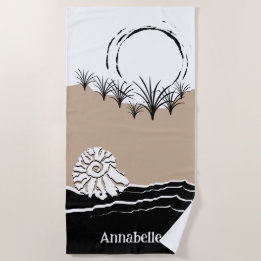 Summer Sunset Dune Sand Sea Shell Name Beach Towel