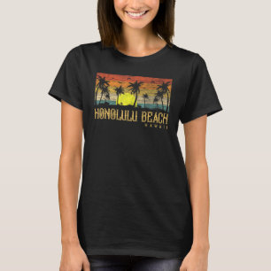 Summer Sunset Palm Tree Vintage Hawaii Honolulu Be T-Shirt