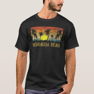 Summer Sunset Palm Tree Vintage Nicaragua Beach T-Shirt