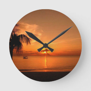 Summer Sunset Round Clock