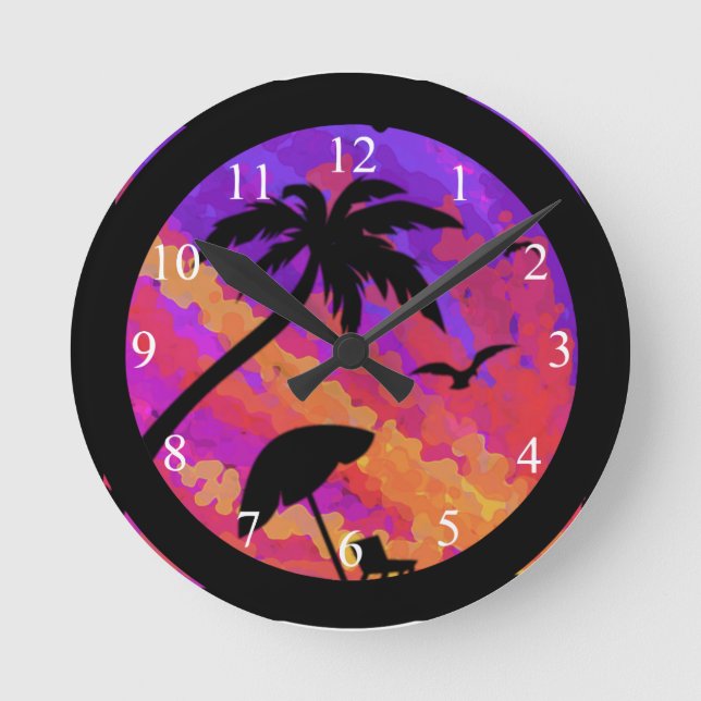 Summer Sunset Round Clock (Front)