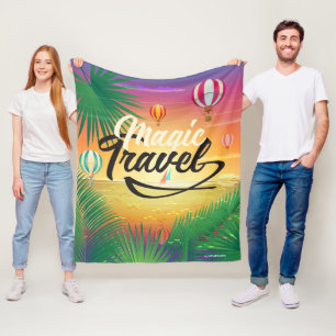 Summer Sunset Sky, Sea beach Magic Travel ART Fleece Blanket