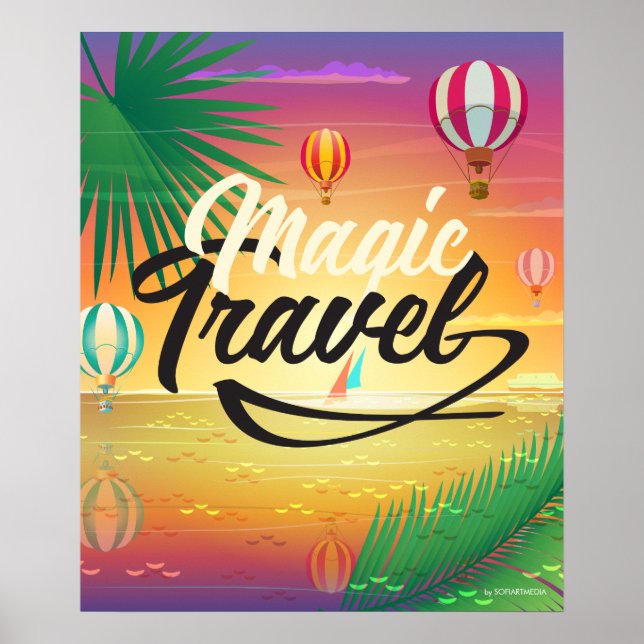 Summer Sunset Sky, Sea beach Magic Travel ART Poster (Front)