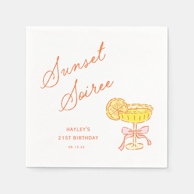 Summer Sunset Soiree Party Napkin (Front)
