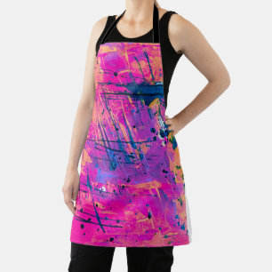 Summer Sunset Splatter Paint Abstract Apron
