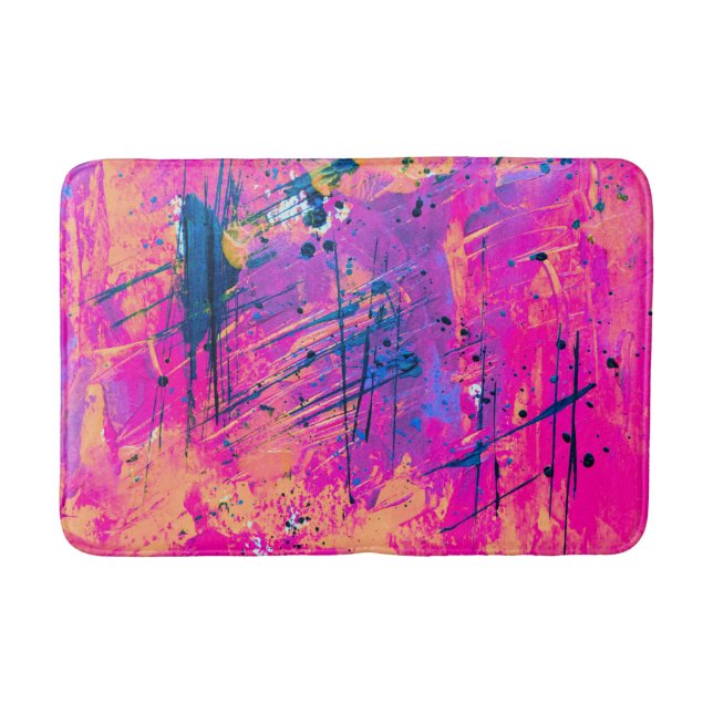 Summer Sunset Splatter Paint Abstract Bath Mat (Front)