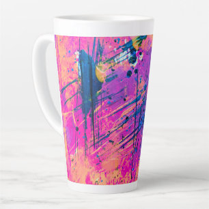 Summer Sunset Splatter Paint Abstract Latte Mug