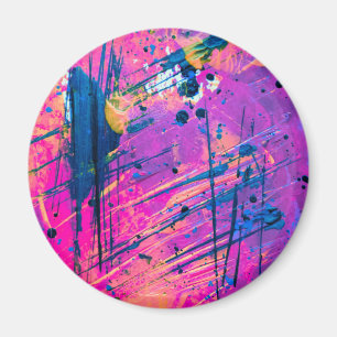Summer Sunset Splatter Paint Abstract Magnet