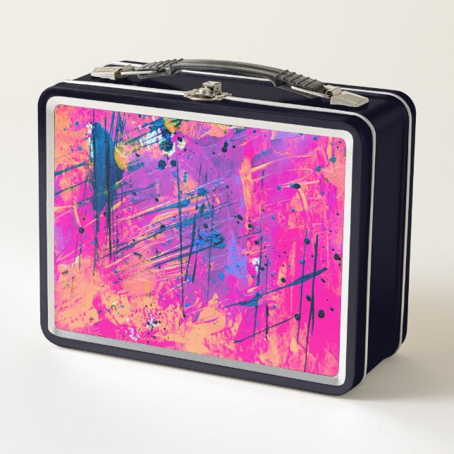 Summer Sunset Splatter Paint Abstract Metal Lunch Box (Front)
