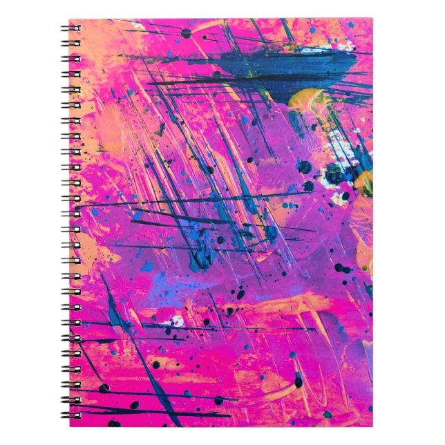 Summer Sunset Splatter Paint Abstract Notebook (Front)