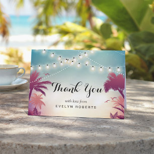 Summer Sunset String Lights Thank You Card