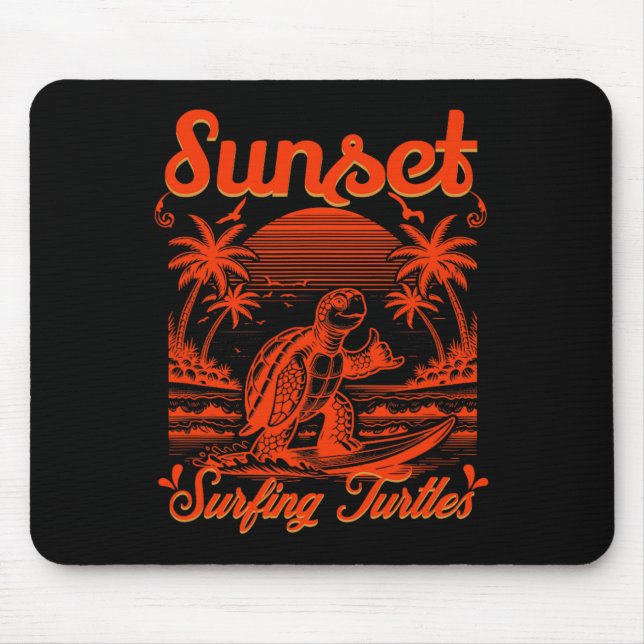 Summer - Sunset Surfing Turtles  Mouse Mat (Front)