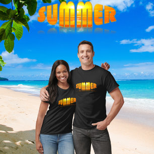 Summer Sunset Trendy Curved Text Effect T-Shirt