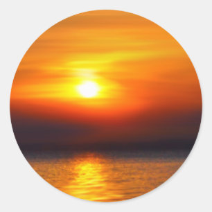 summer sunset tropical classic round sticker