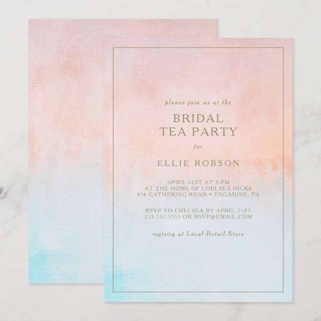 Summer Sunset Watercolor Bridal Tea Party  Invitation (Front/Back)