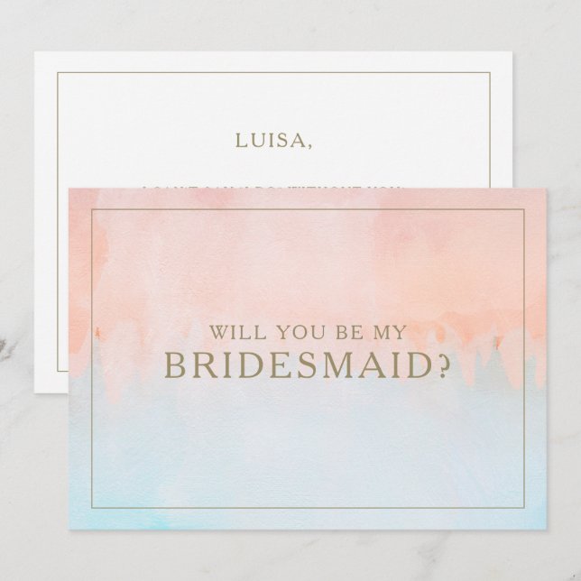 Summer Sunset Watercolor Bridesmaid Proposal Card (Front/Back)