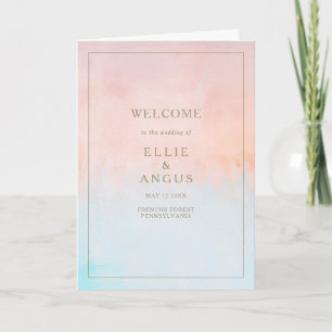 Summer Sunset Watercolor Folded Wedding Program Programme