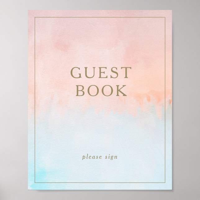 Summer Sunset Watercolor Guest Book Sign (Front)
