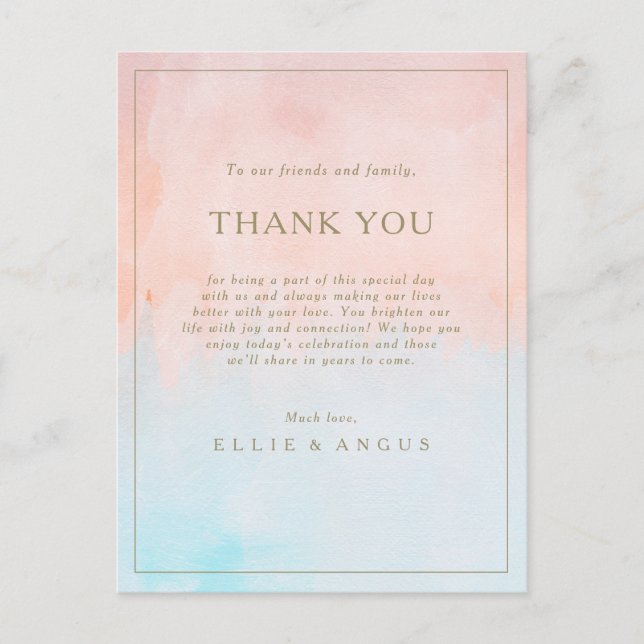 Summer Sunset Watercolor Thank You Reception Card (Front)