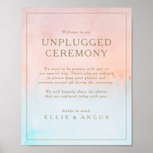 Summer Sunset Watercolor Unplugged Ceremony Sign