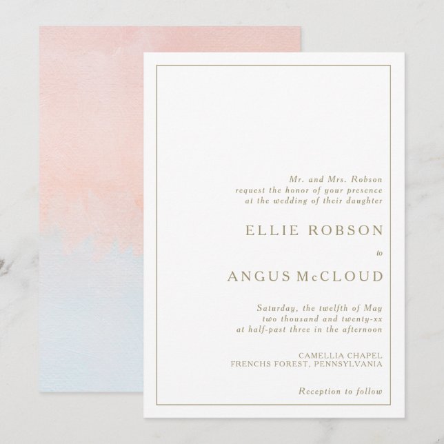 Summer Sunset Watercolor Wedding Invitation (Front/Back)