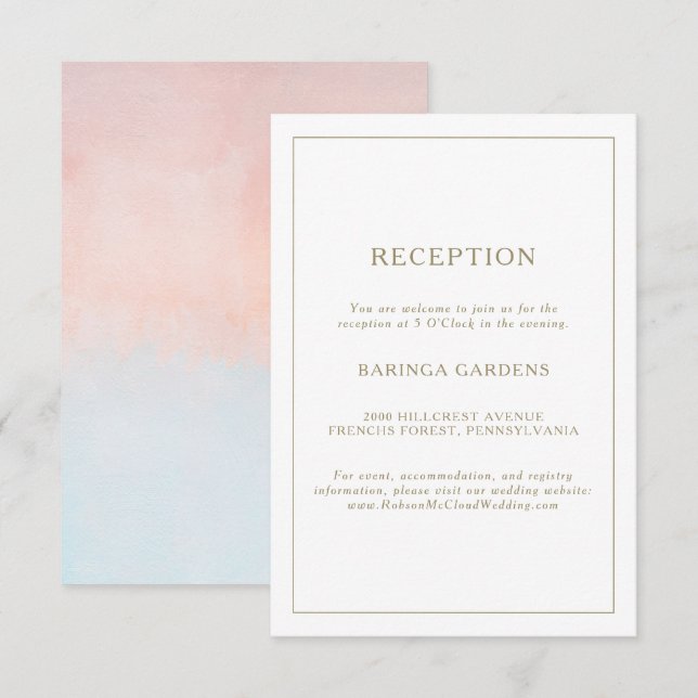 Summer Sunset Watercolor Wedding Reception Card (Front/Back)