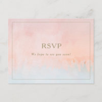 Summer Sunset Watercolor Wedding RSVP Postcard