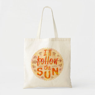 Summer Sunshine Follow Sun Typography Painted Tote Bag