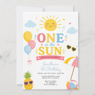 Summer Sunshine One in the Sun First Birthday Invitation