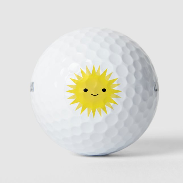 Summer Sunshine Smiling Cartoon Sun Golf Balls (Front)