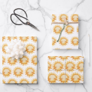Summer Sunshine Sun Wrapping Paper Sheet