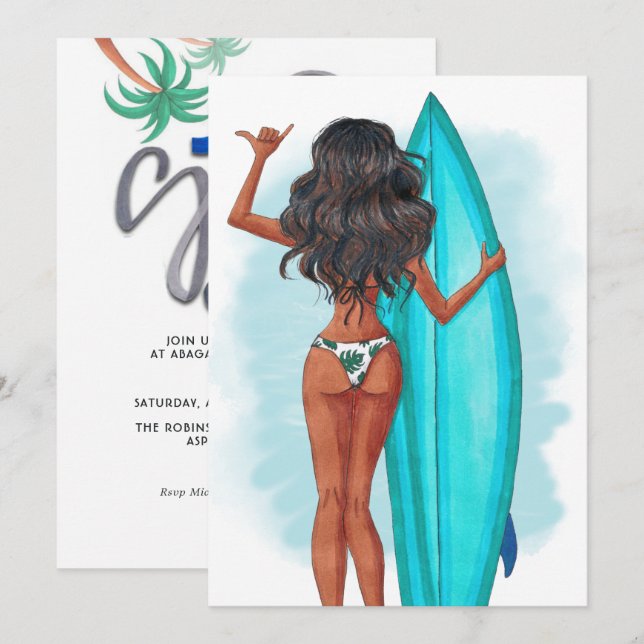 Summer Surf Beach Vacation Birthday Party Invitati Invitation (Front/Back)