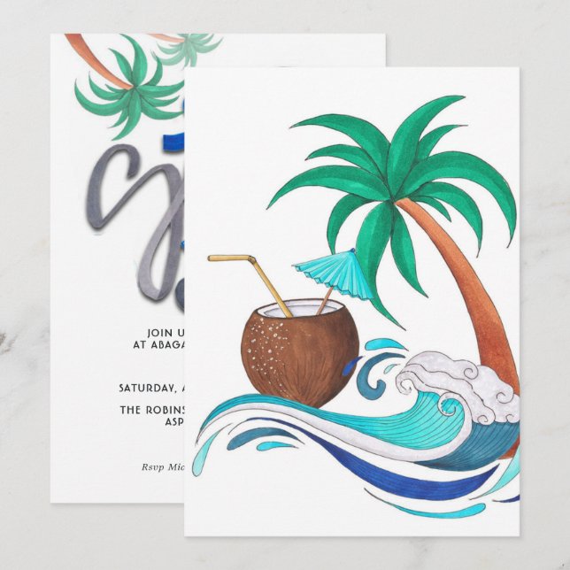 Summer Surf Beach Vacation Birthday Party Invitation (Front/Back)