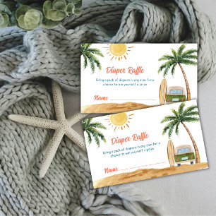 Summer Surf Beach Van Diaper Raffle Baby Shower Enclosure Card