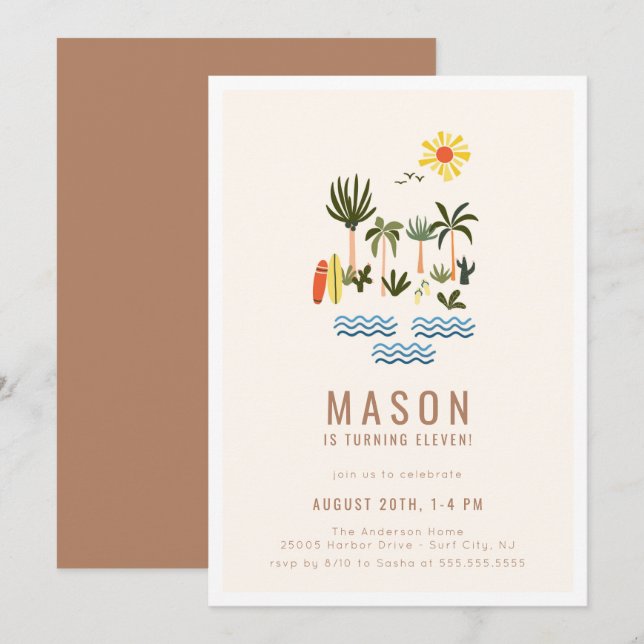 Summer Surf Birthday Party Invitation (Front/Back)
