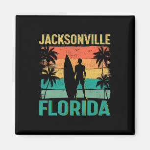 Summer Surf Vintage Florida Jacksonville Beach Sur Magnet