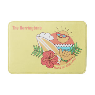 Summer Surfer custom name bath mats