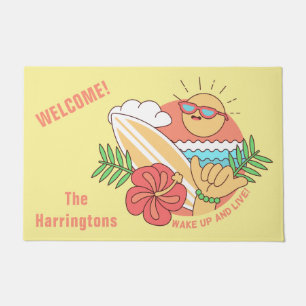 Summer Surfer custom name door mat