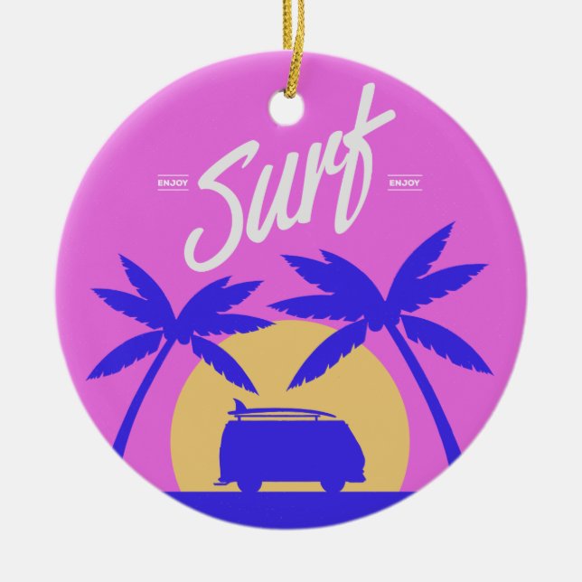 Summer Surfer custom text ornament (Front)