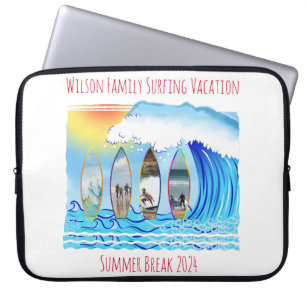 Summer Surfing Beach Family Vacation Photos  Laptop Sleeve