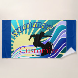 Summer Surfing Fun Thunder_Cove Beach Towel