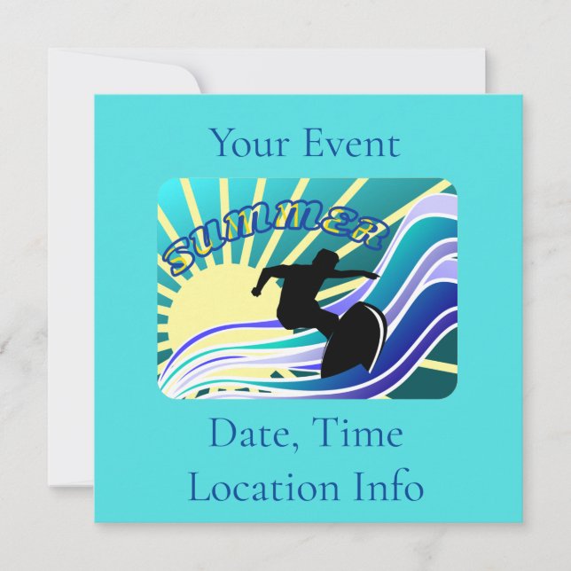 Summer Surfing Fun Thunder_Cove Invitation (Front)