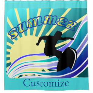 Summer Surfing Fun Thunder_Cove Shower Curtain