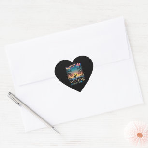 Summer - Surfing Is Most Fun Heart Sticker