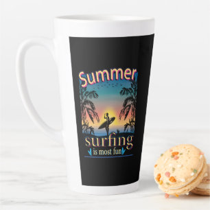 Summer - Surfing Is Most Fun Latte Mug
