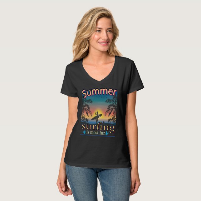 Summer - Surfing Is Most Fun T-Shirt (Front Full)