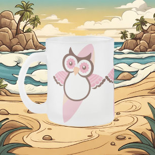 Summer Surfing Owl Frosted Mug